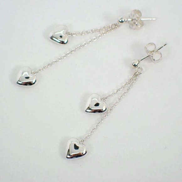 Tiffany & Co. Puffed Heart Drop Dangle Earrings 925 With box rare - Picture 3 of 9